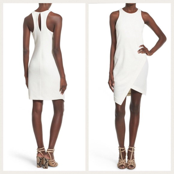 Leith Dresses & Skirts - Leith Crepe Dress Vanilla Keyhole Asymmetrical L